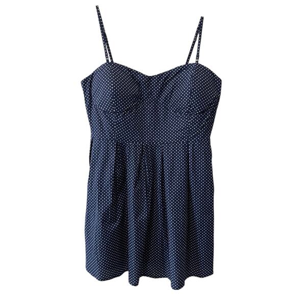 Haute Fox Polka Dot Spaghetti Strap Mini Dress Navy White Size 3X - Picture 9 of 9